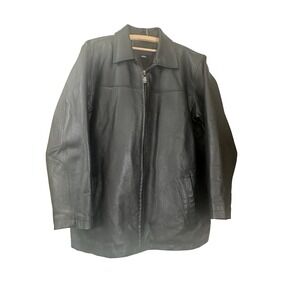 Knightsbridge Genuine  Leather Jacket Mens Black Size L Full Zip Soft Motorcycle